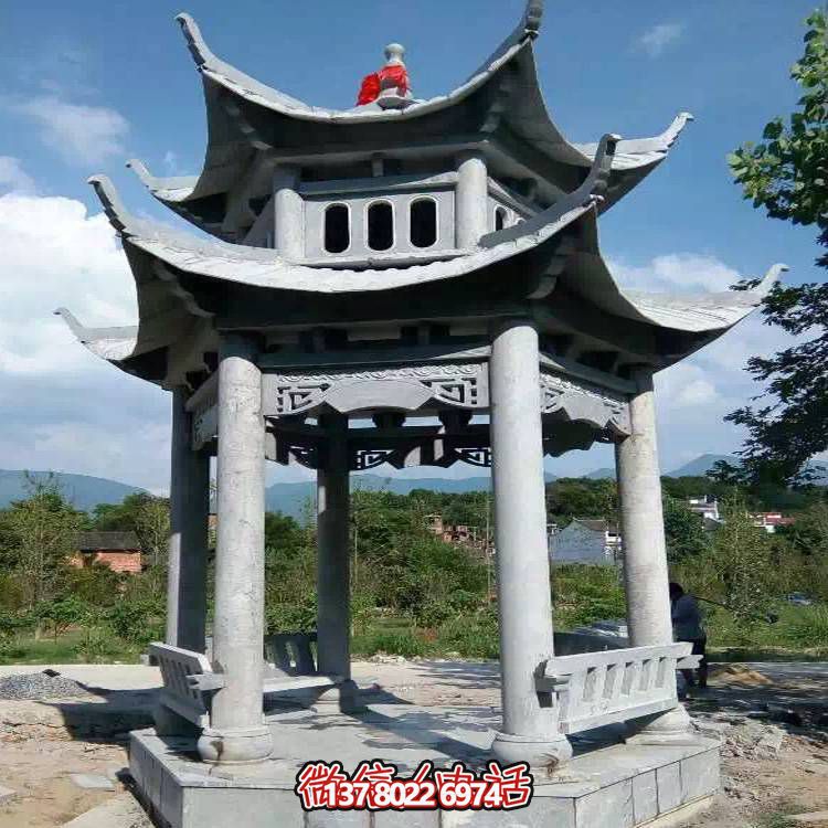 優(yōu)雅雙層石雕涼亭，給您的園林添彩
