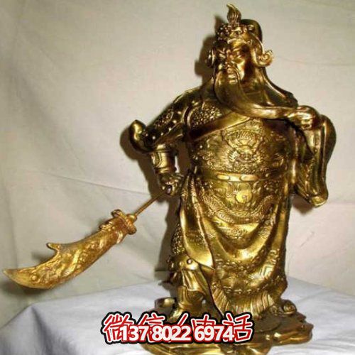 黃銅色關羽塑像，鑄銅歷史名人關于長雕塑